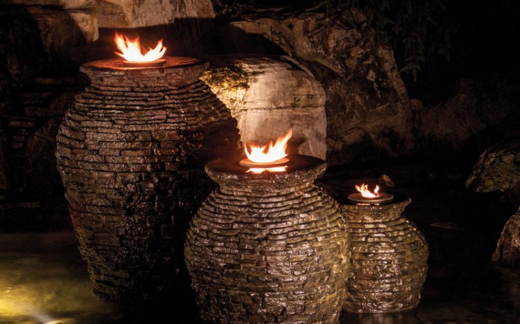 fire and water fountain feature