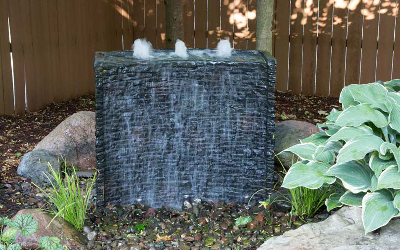 Stacked slate wall water feature